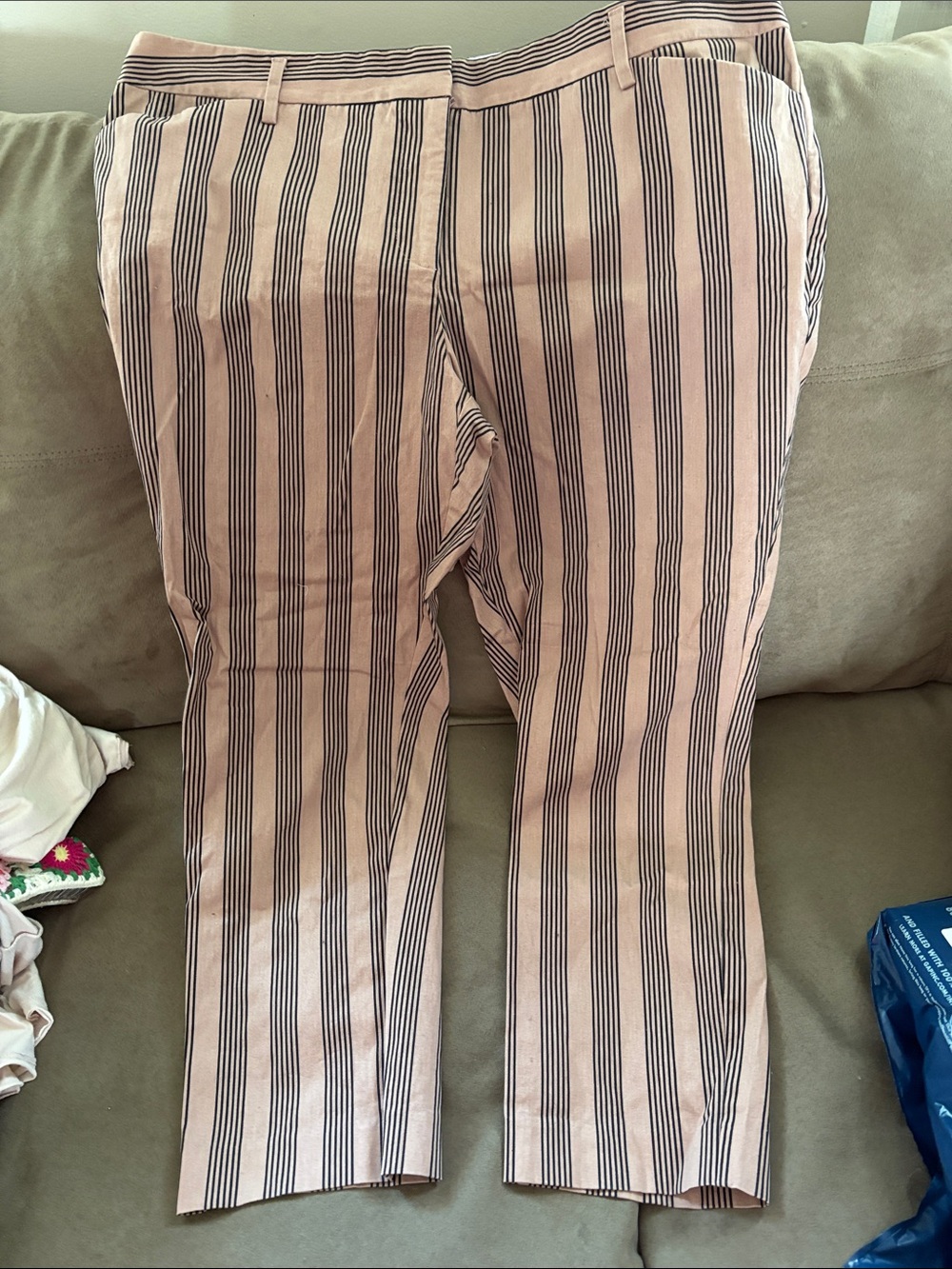 Worthington Pink with Black Vertical Stripe Casual Pants